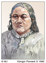 Königin Pomaré IV von Tahiti im Jahre 1842