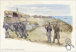 Bild 174-01 Studie: Die Topaze-Crew entfernt 1868 den Moai Hoa Hakananai’a von der Osterinsel