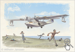 Bild 200 Studie: das erste Flugzeug landet 1951 auf der Osterinsel