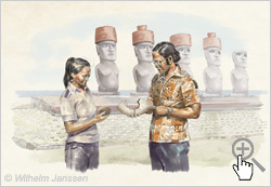 Bild 208 Studie: das erste Moai-Auge aus Korallenkalt wird 1978 entdeckt